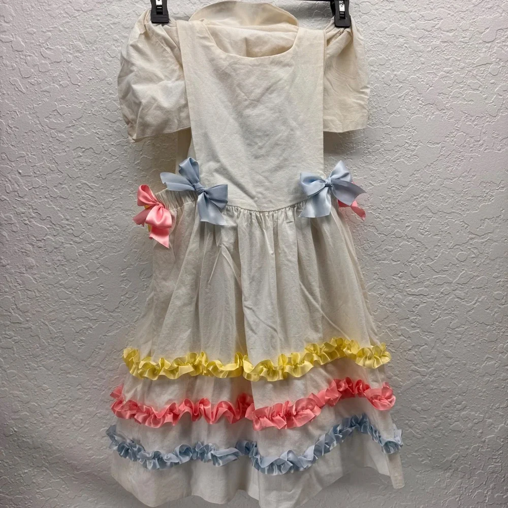 Vintage Chocolate Soup Girls 6X 7 Pinafore Dress Blouse Petticoat 3pc USA‎